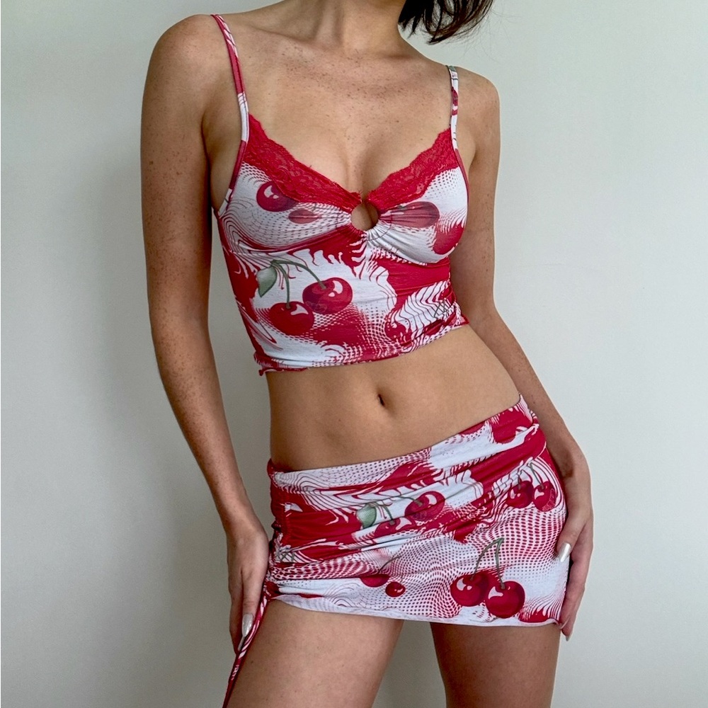 Jaded London Cherry Swirl Cami and mini Skirt Set